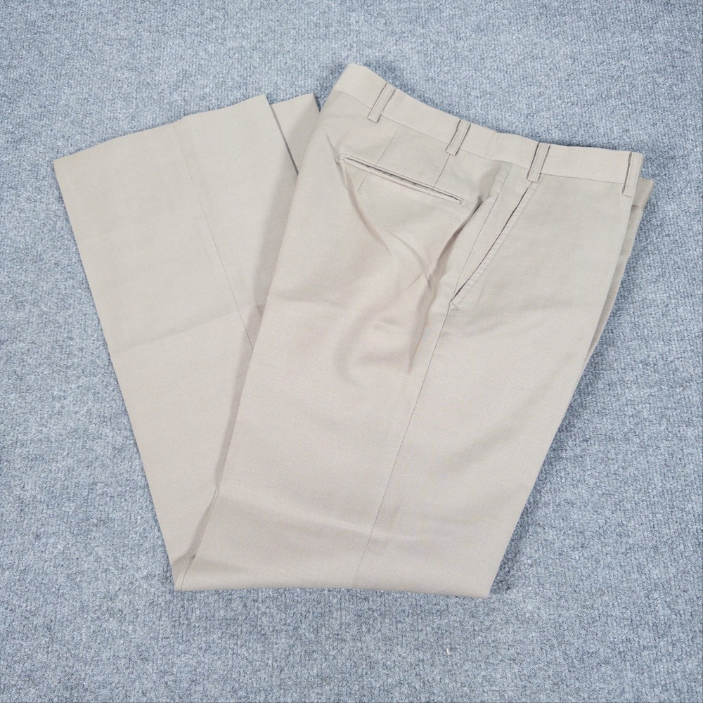 Vintage Burberrys Mens Tan Wool Dress Pants Straight Leg Beige 29x29 #4837